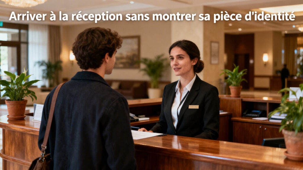 Arriver à la réception sans montrer sa pièce d'identité avec texte